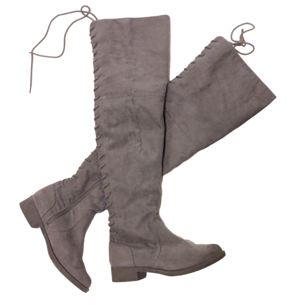 Faux suede thigh high boots